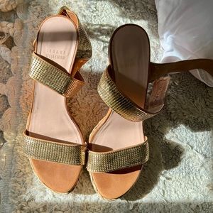 Stuart Weitzman Metallic Gold Wedge Heels
